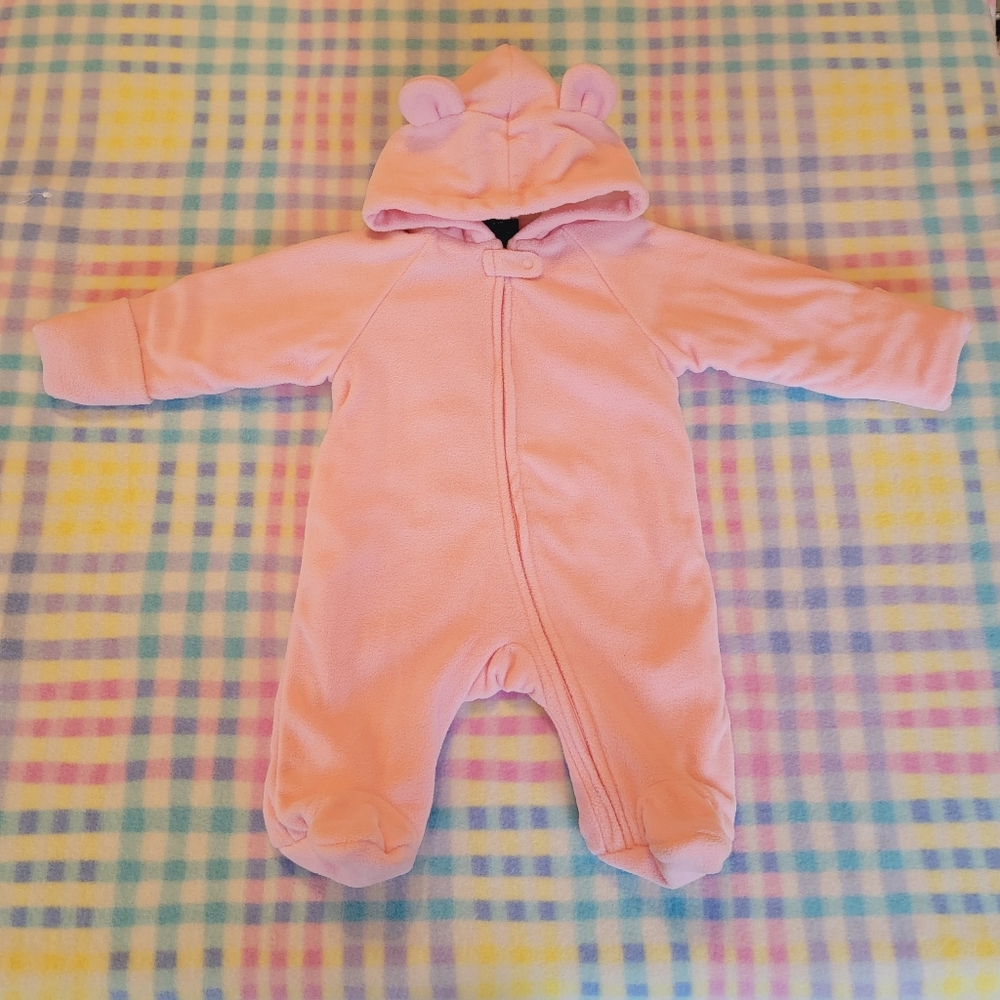 FADED GLORY ♡ Precious Pink 'n White Velvet Baby Girl Zip Up Hoodie Bunting 0-3M